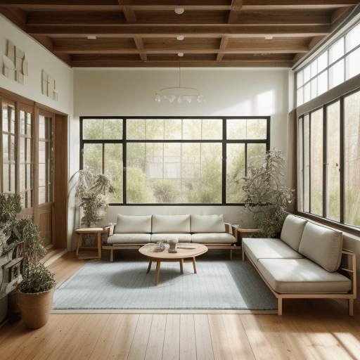 AI generated: High resolution photography interior design, dreamy sunken living room conversation pit, wooden floo...