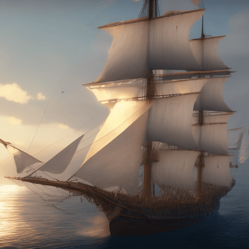 AI generated: Photo of a ultra realistic sailing ship, dramatic light, pale sunrise, cinematic lighting, battered,...