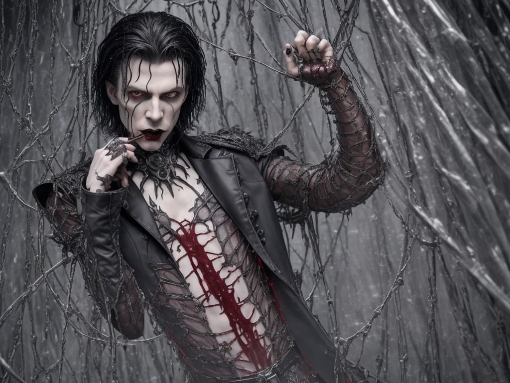 AI generated: davis bowie as a male vampire, surreal masterpiece of a gothic vampire, angry, gothic enchanted (ado...