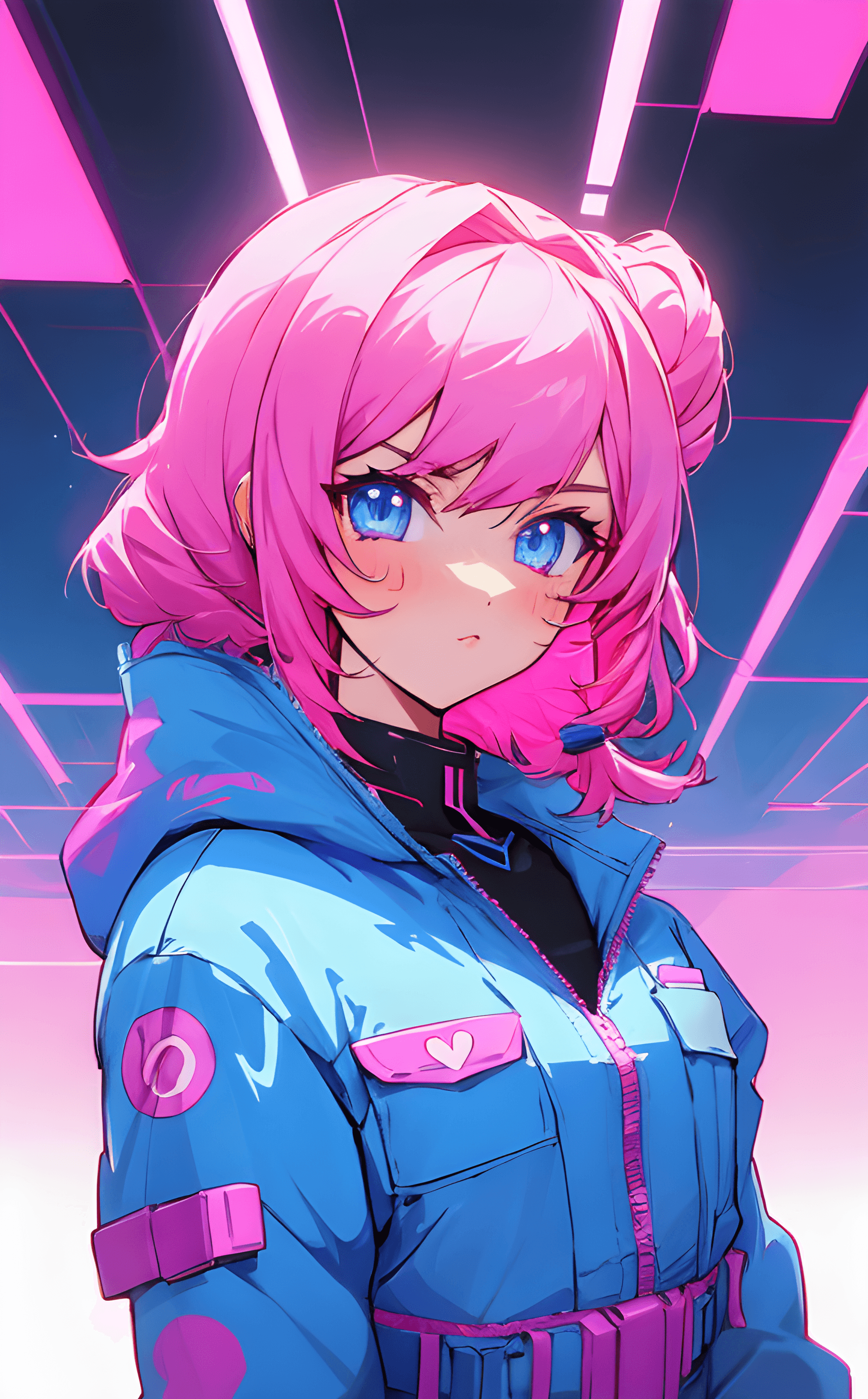 AI generated: cute synthwave anime girl
