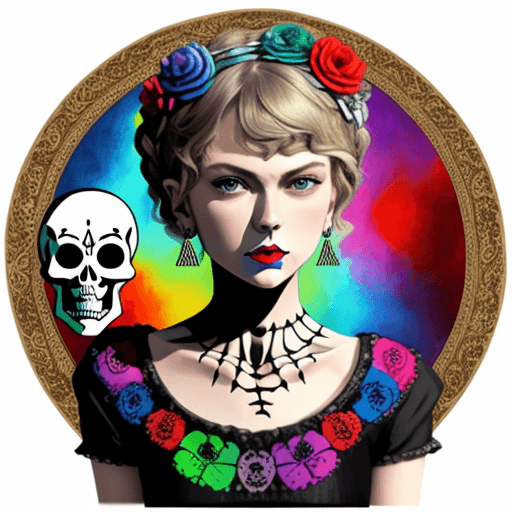 AI generated: Taylor swift catrina skeleton colorful Frida kahlo