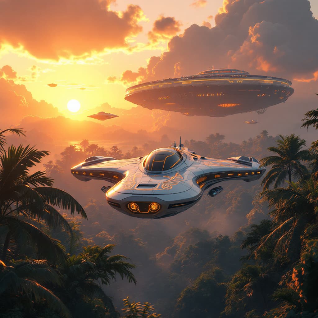AI generated: 
Futuristic epic adventue, tartaria building in the background with mythological ancient flying spac...