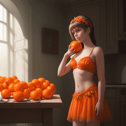 AI generated: A girl made by cutting fresh oranges, photo realistic technique - ar 2:3- stylized 400detail, photor...