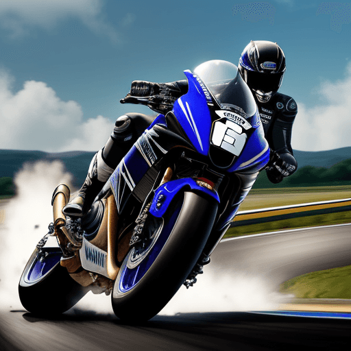 AI generated: Electrifying scene captures a stunning man raide yamaha race motorcycle. As he throttles forward,app...