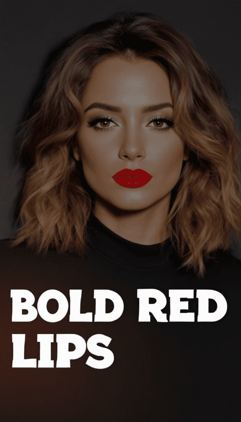 AI generated: Bold Red Lips: A striking makeup look centered around vivid red lipstick that draws attention to the...