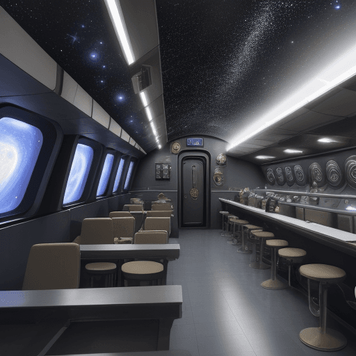 AI generated: cantina duma estação espacial


