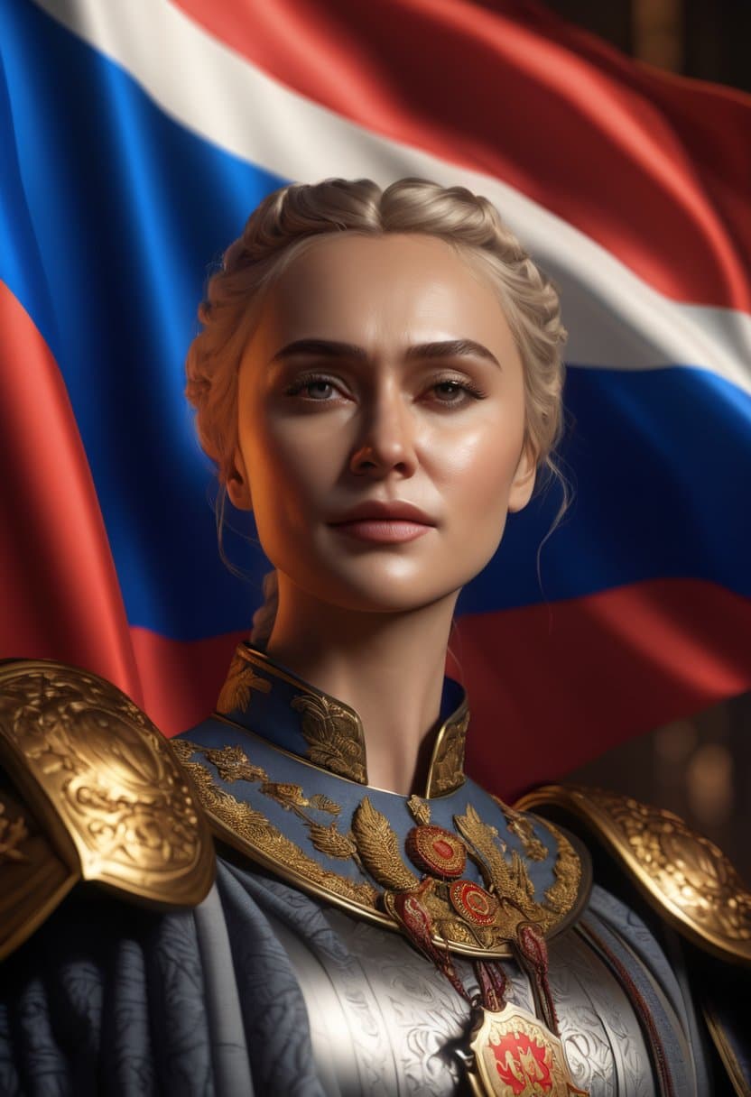 AI generated: Russia, (russian federation flag:1.4), peace, victory, game of thrones hyper realistic, unreal engin...