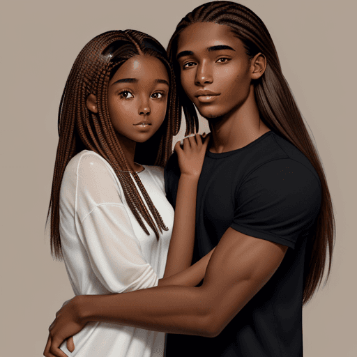 AI generated: Photo of a brownskin  girl with two brown eyes,  clear skin, straight brown hair, and long hair hugg...