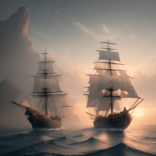 AI generated: Photo of a ultra realistic sailing ship, dramatic light, pale sunrise, cinematic lighting, battered,...