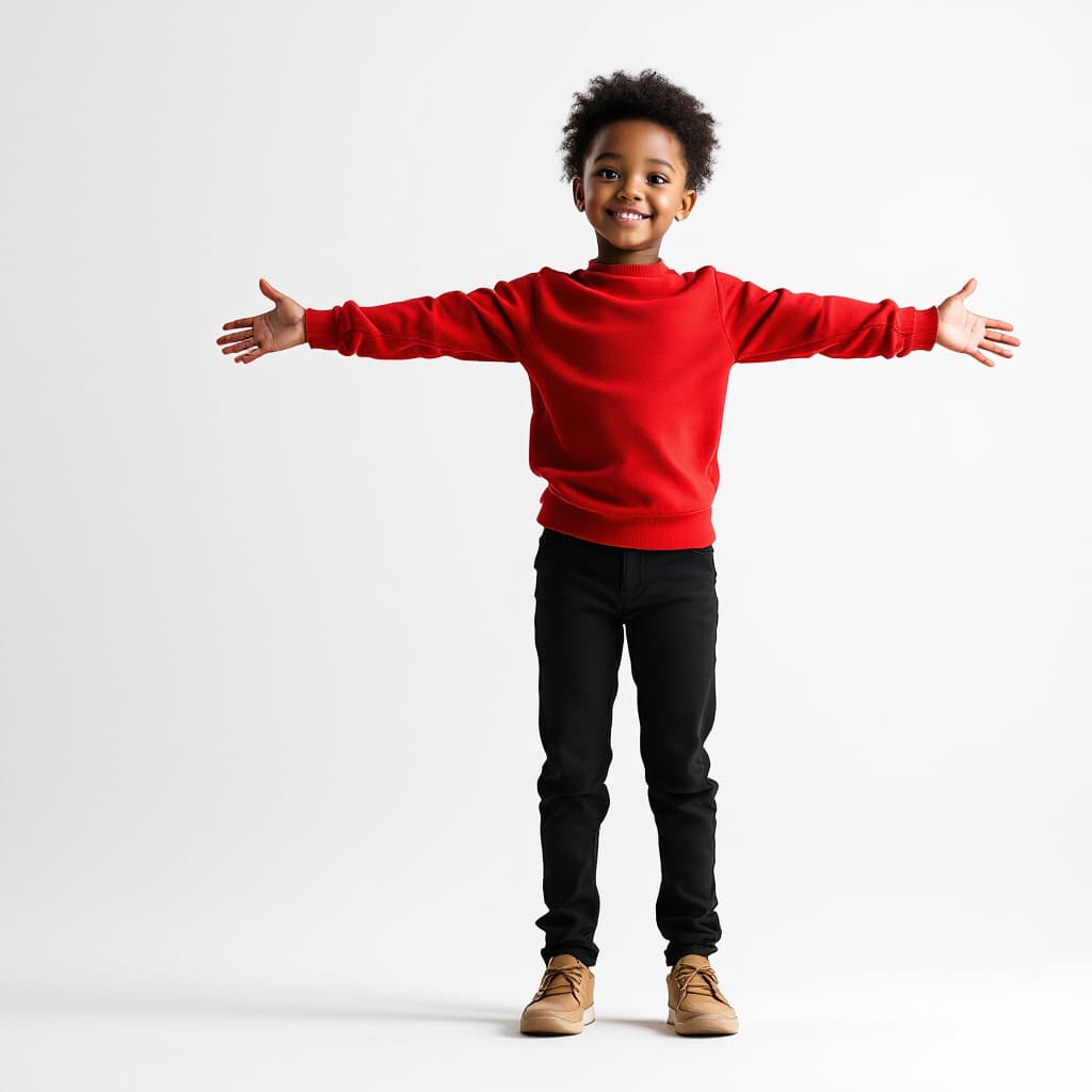 AI generated: A realistic 4D full-length photograph of an young 5 year-old American Black Girl with very short hai...