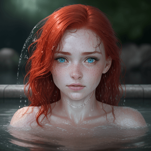 AI generated: **A Portrait of a womans face, water droplets on skin. Wet, Extreme fine detail of skin and water. S...
