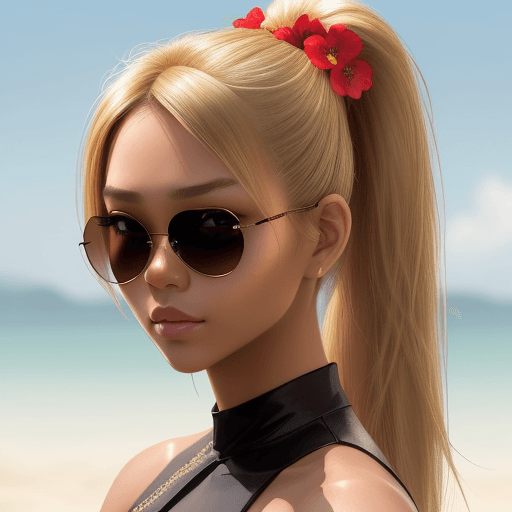 AI generated: blonde beautiful hair, a portrait of a southeast asian beautiful girl with medium length brown hair,...
