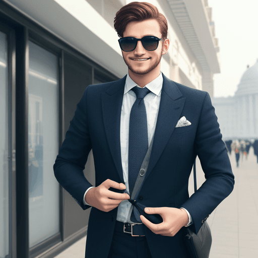 AI generated: A stylish gentleman who is the capital of the Buynex site is going on a trip and is relaxed and very...
