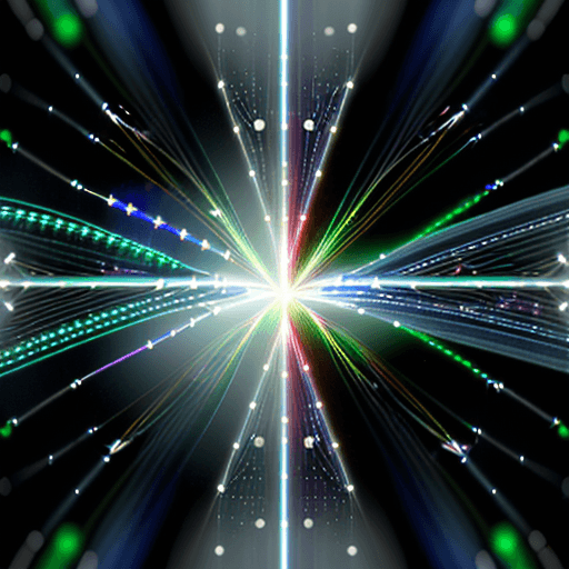 AI generated: photorealism. fiber optic emitter. a beam comes out of the emitter. the beam is reflected from the m...