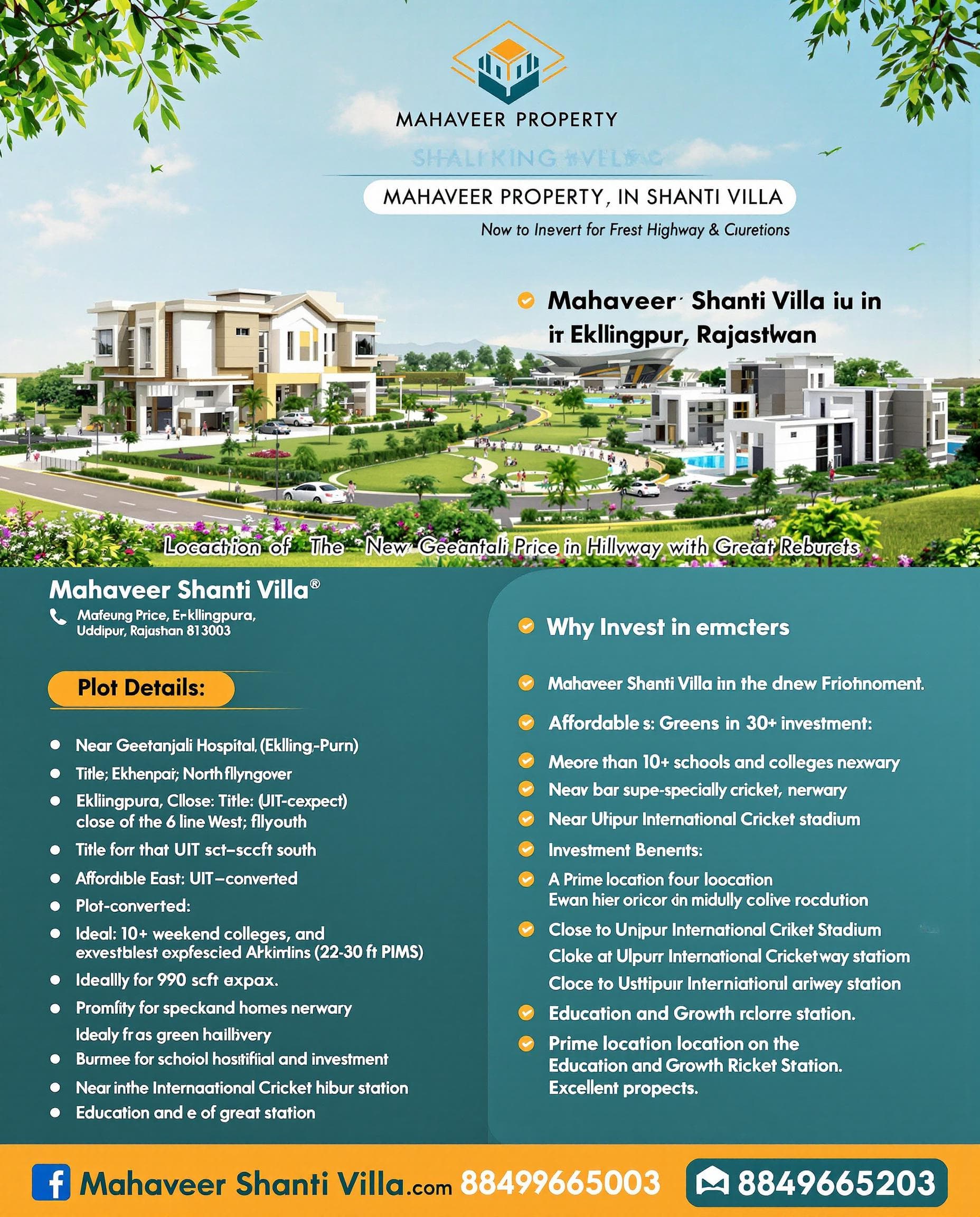 AI generated: "Design a professional real estate poster for Mahaveer Property promoting Shanti Villa in Eklingpura...