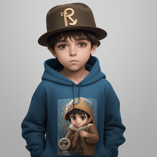 AI generated: un niño con una sudadera anaranjada con capucha  de dibujos animados que lleva un sombrero, en el es...