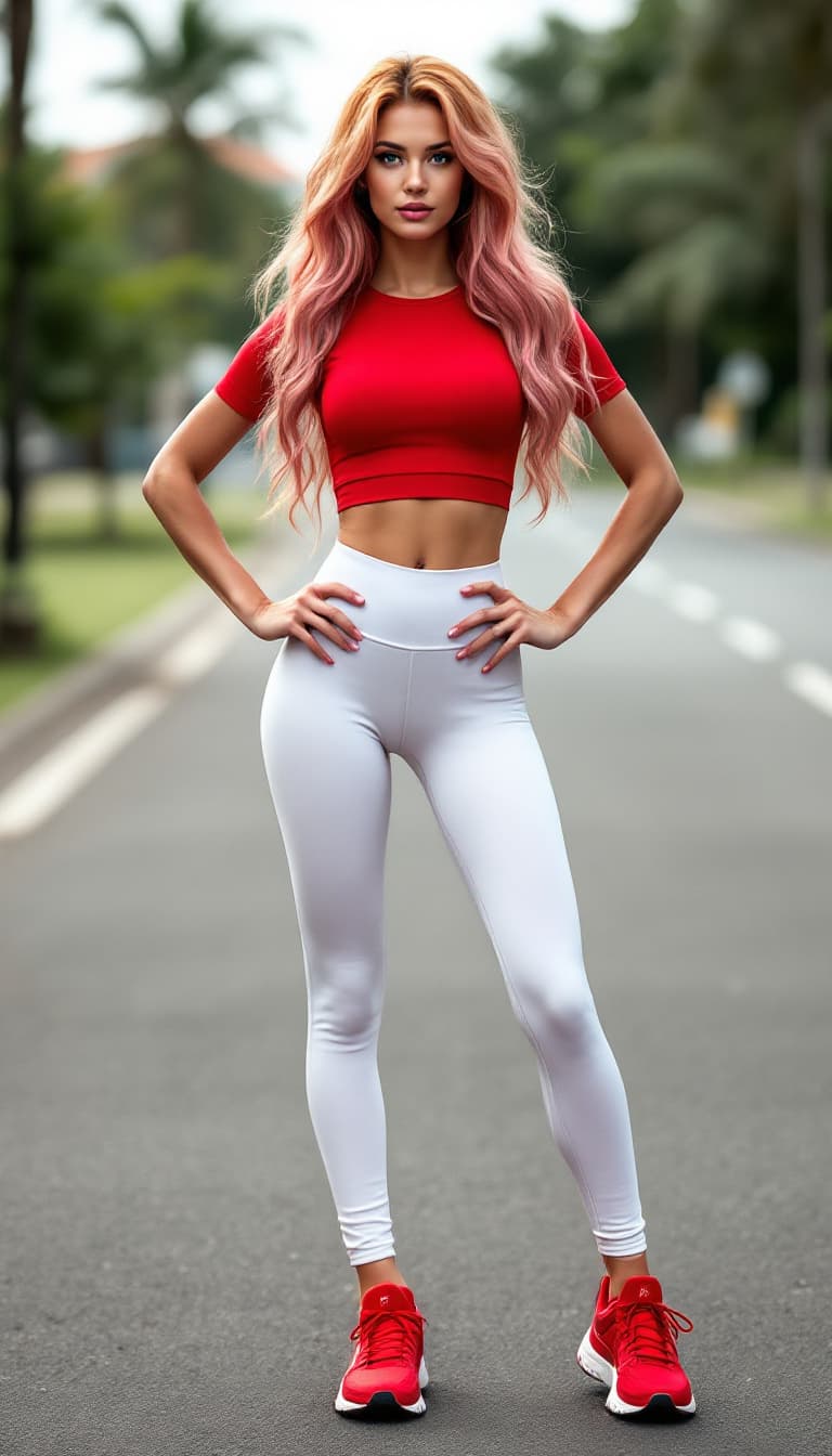 AI generated: Facing the camera, Full body Photograph of a gorgeous Ultra-realistic, a 19-year-old Brazilian named...
