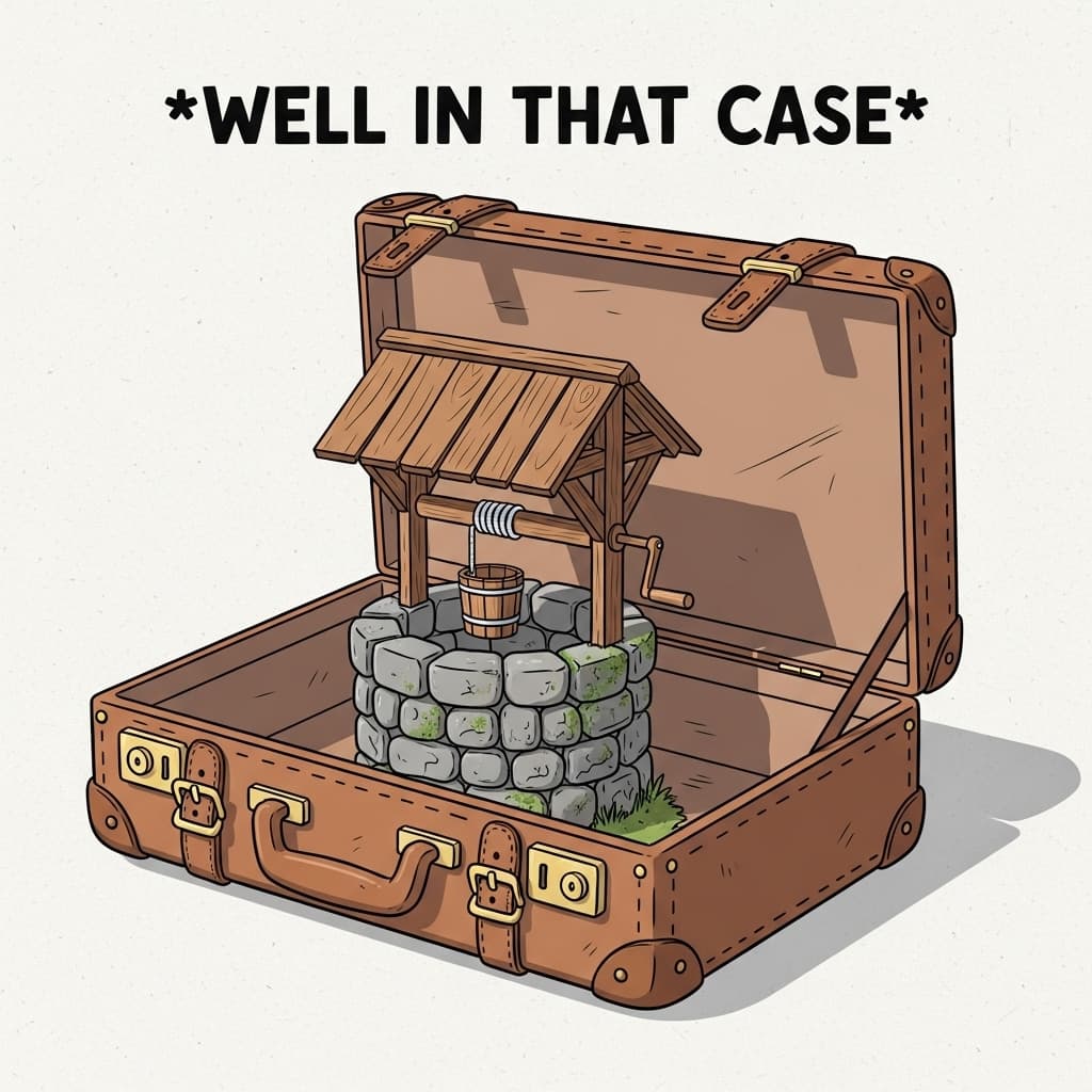 AI generated: Create a humorous hand-drawn cartoon illustration of a visual pun based on the phrase 'Well in that ...