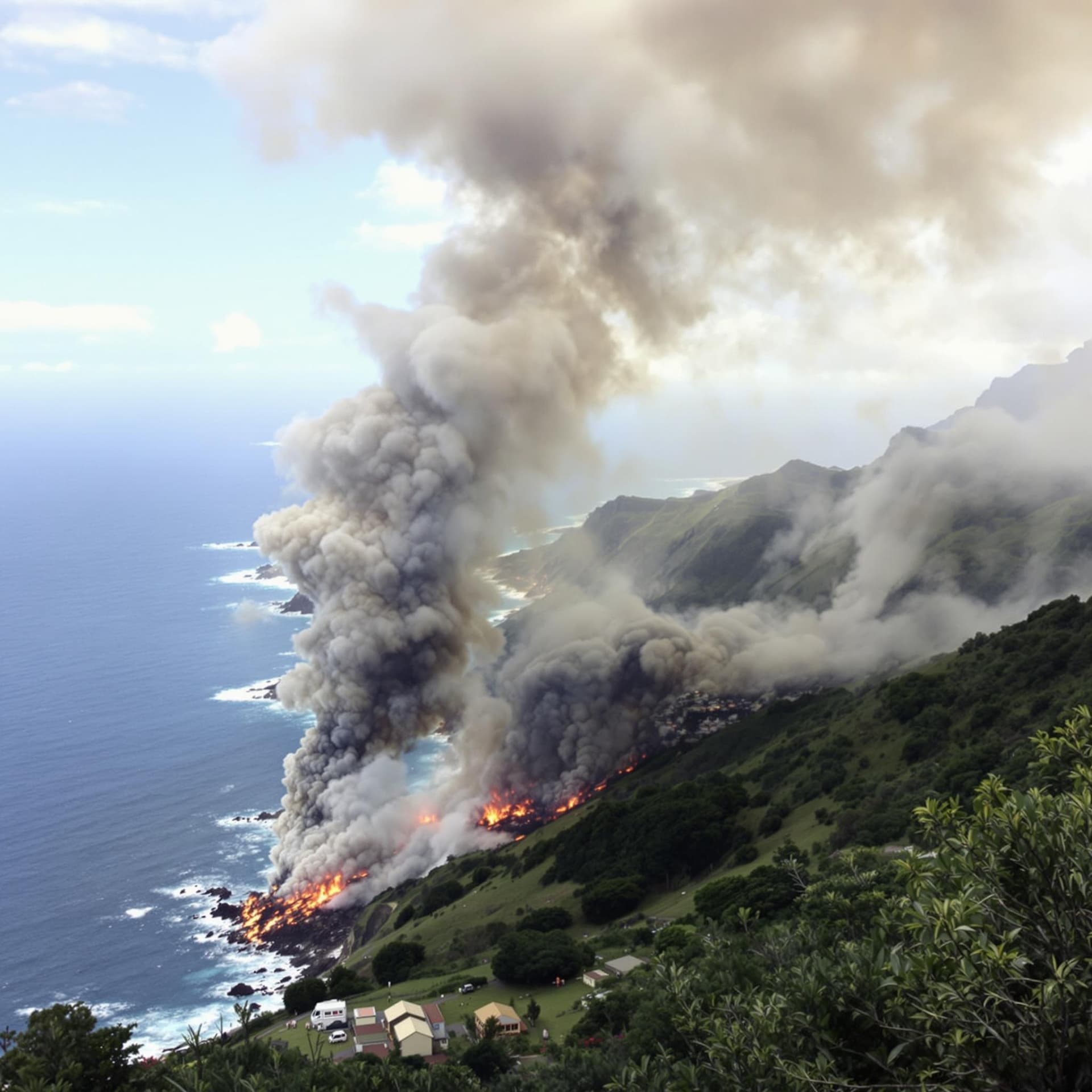 AI generated: dangerous accident in the hills of madeira, corporate retreat gone wrong, people dying, disaster in ...