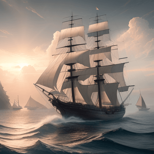 AI generated: Photo of a ultra realistic sailing ship, dramatic light, pale sunrise, cinematic lighting, battered,...