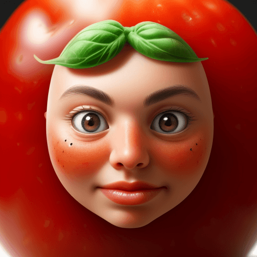 AI generated: A handsome tomato with a beautiful face , 8k , hd , ultra detail
