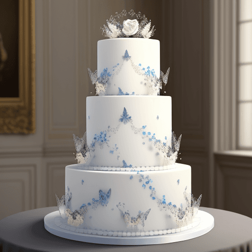 AI generated: wedding cake made out of butterflies epresentational realism, trompe-l'œil illusionistic detail --ar...