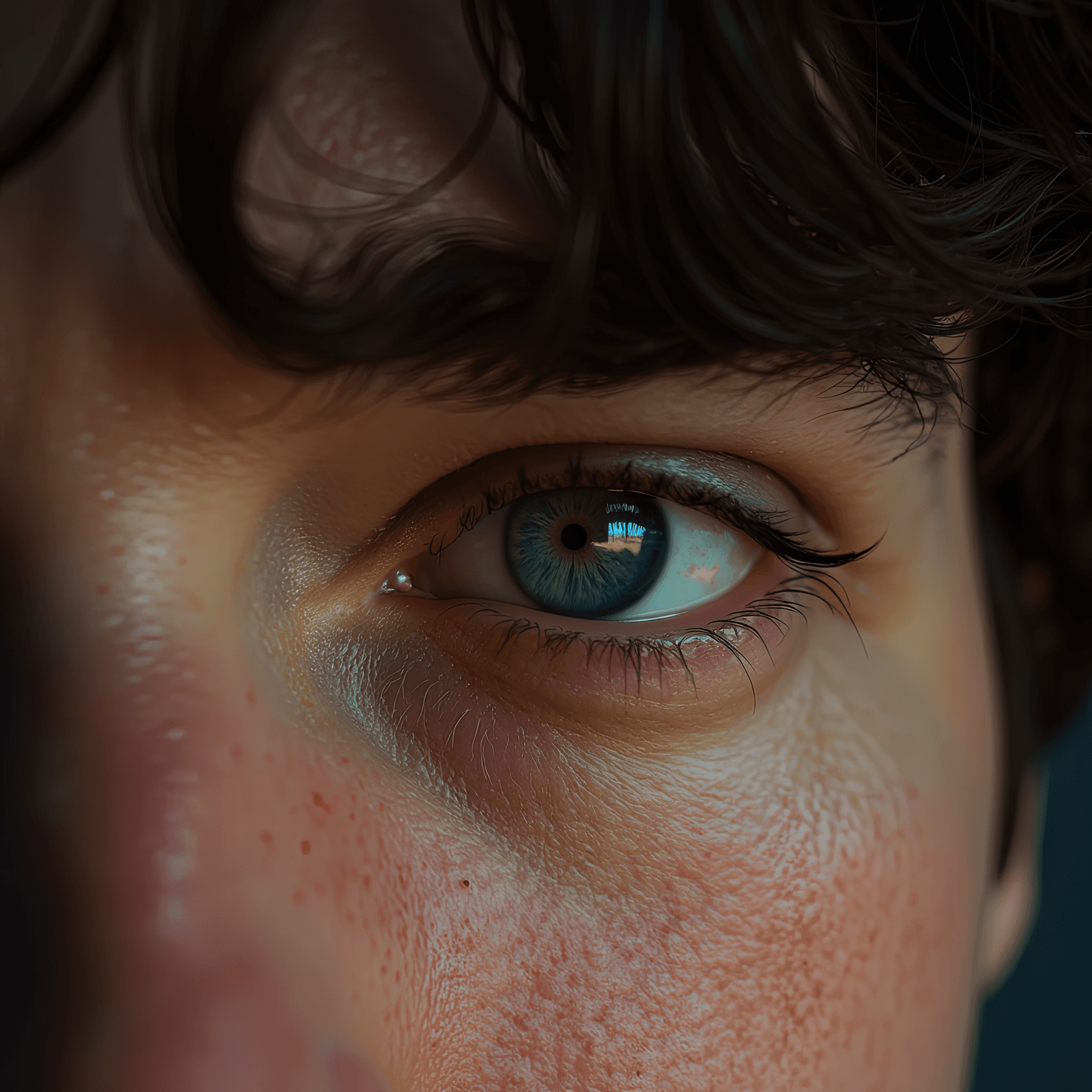 AI generated: close up fujifilm photo of a mans eye and face