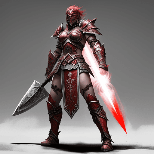 AI generated: warrior ,fantasy armor, axe wielder, red aura, ominous armor, berserker