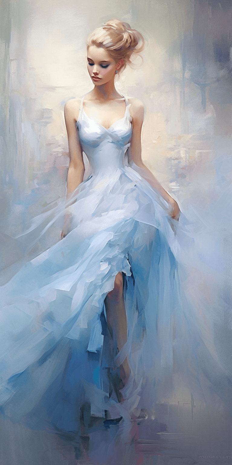 AI generated: Impasto oil watercolor and alcohol painting, graceful gorgeous ballerina engulfed in 3d layers of di...