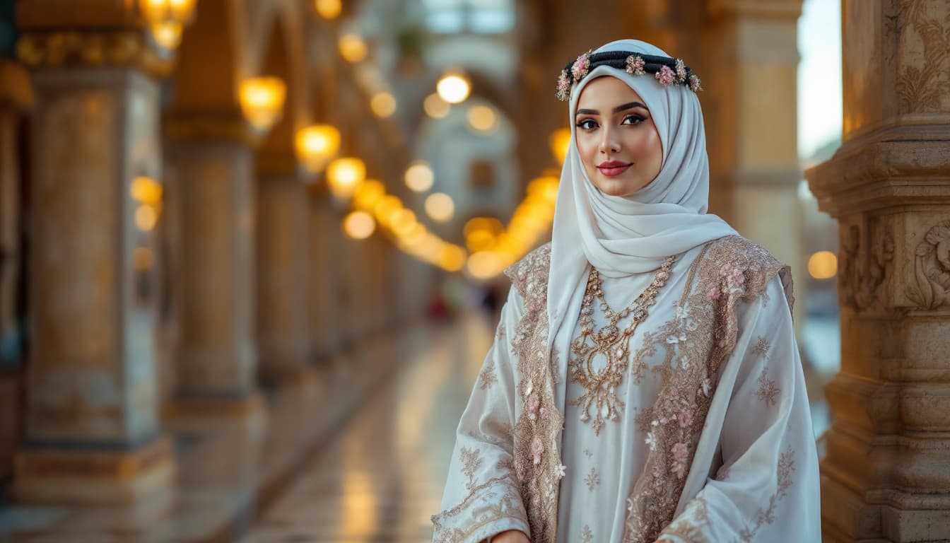 AI generated: A women Dubai muslim women dress big size chest 
