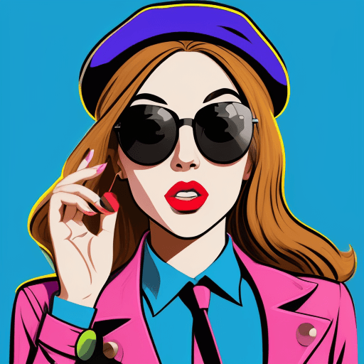AI generated: A woman wearing sunglasses and a beret in pop art 