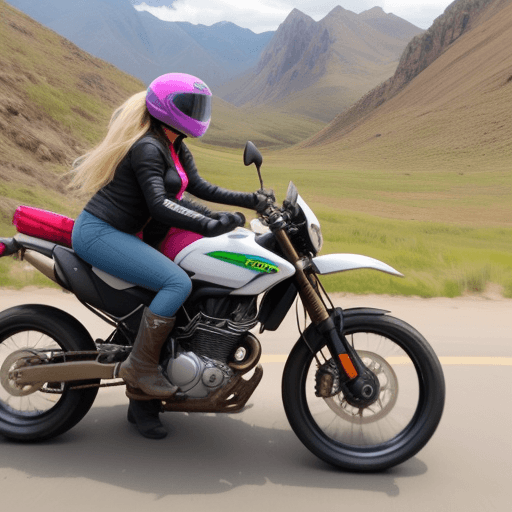 AI generated: una mujer y un hombre en moto en la sierra peruana 
