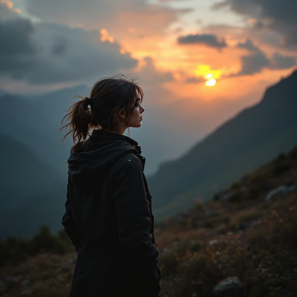 AI generated: A girl who finally sees hope infront of her after going through alot of struggle 