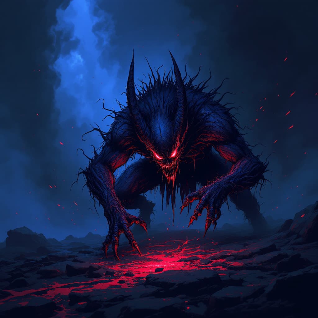 AI generated: A demon crawling from hell. 
