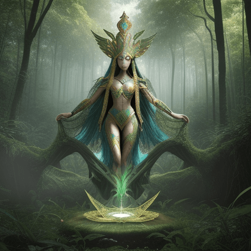 AI generated: amazon forest rulers being given guidance by higher dimensional entities
