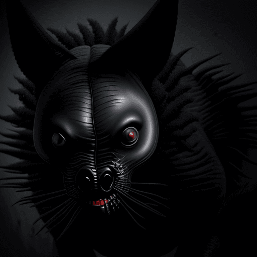 AI generated: Horror black creature,scary animal,sore face,