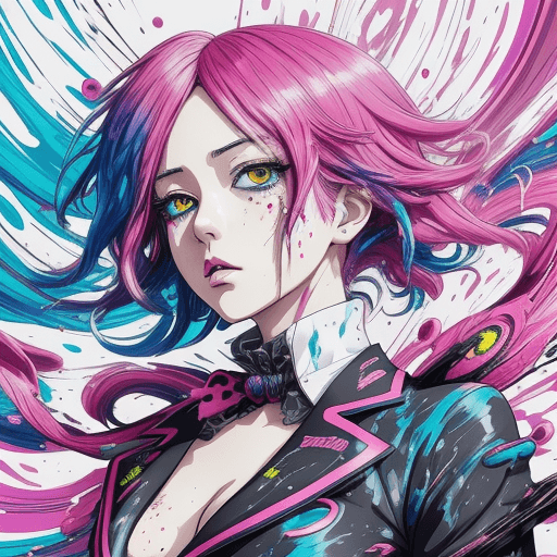 AI generated: anime drawing art, in the style of crisp neo-pop illustrations, swirling colors, bold and colorful p...
