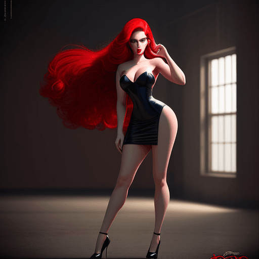 AI generated: Jessica Rabbit beautiful charismatic girl,athletic body, gorgeous figure, interesting shapes, full b...