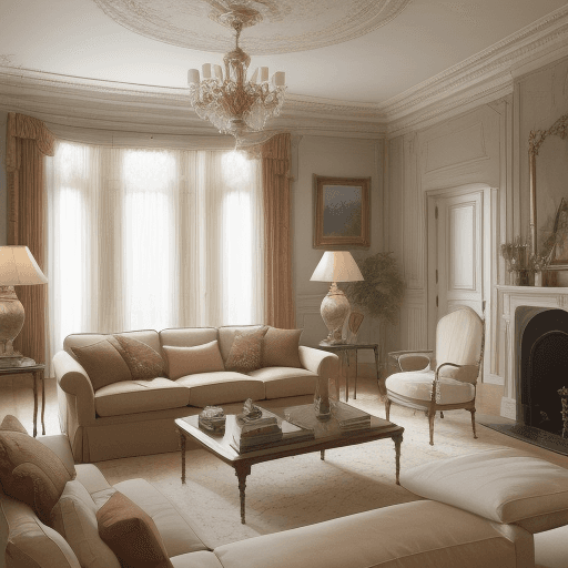 AI generated: High resolution photography interior design, dreamy sunken living room conversation p