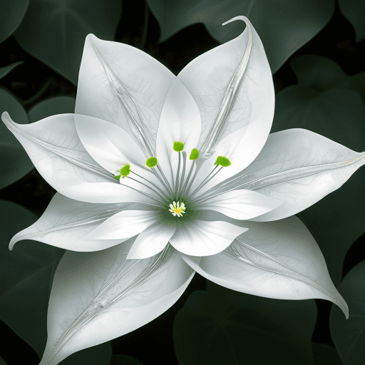 AI generated: High resolution photography  silver key lying among the petals of a moonflower in the garden SHOWING...