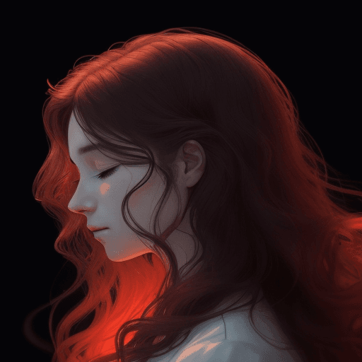 AI generated: A vertical image of a serene woman in profile. Her features are soft and detailed against a dark bac...