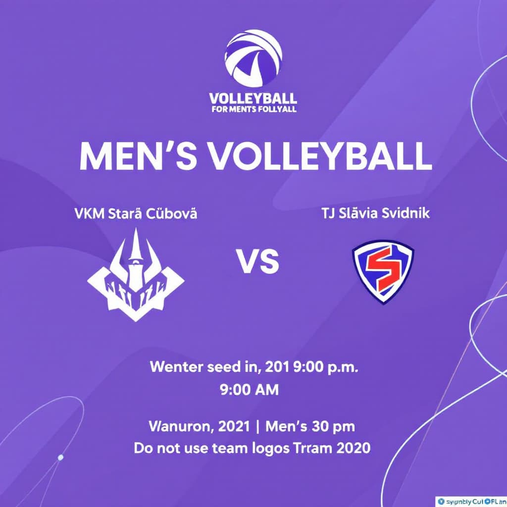 AI generated: Invitation to the volleyball match between VKM Stará Ľubovňa and TJ Slávia Svidník at 9:00 AM Men's ...