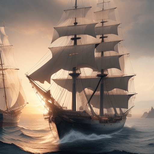 AI generated: Photo of a ultra realistic sailing ship, dramatic light, pale sunrise, cinematic lighting, battered,...