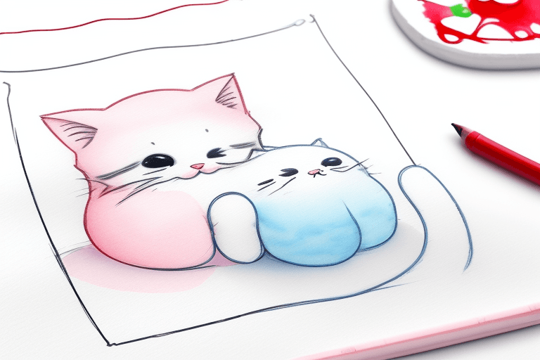 AI generated: 
Drawing on Christmas writing paper, cute Christmas, for coloring, kitten, cute, baby, Christmas, cu...