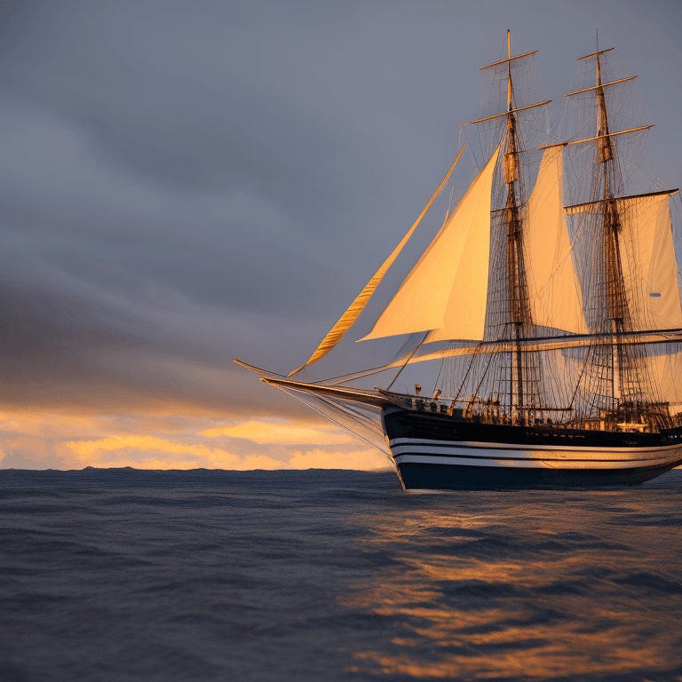 AI generated: Photo of a ultra realistic sailing ship, dramatic light, pale sunrise, cinematic lighting, battered,...