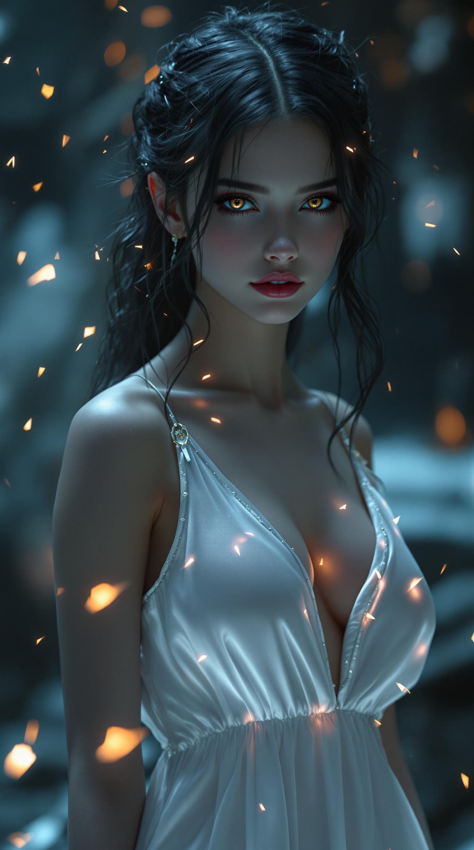 AI generated: a professional photo of a exceptionally of the most beautiful (age 15) vampire girl, in the world (m...