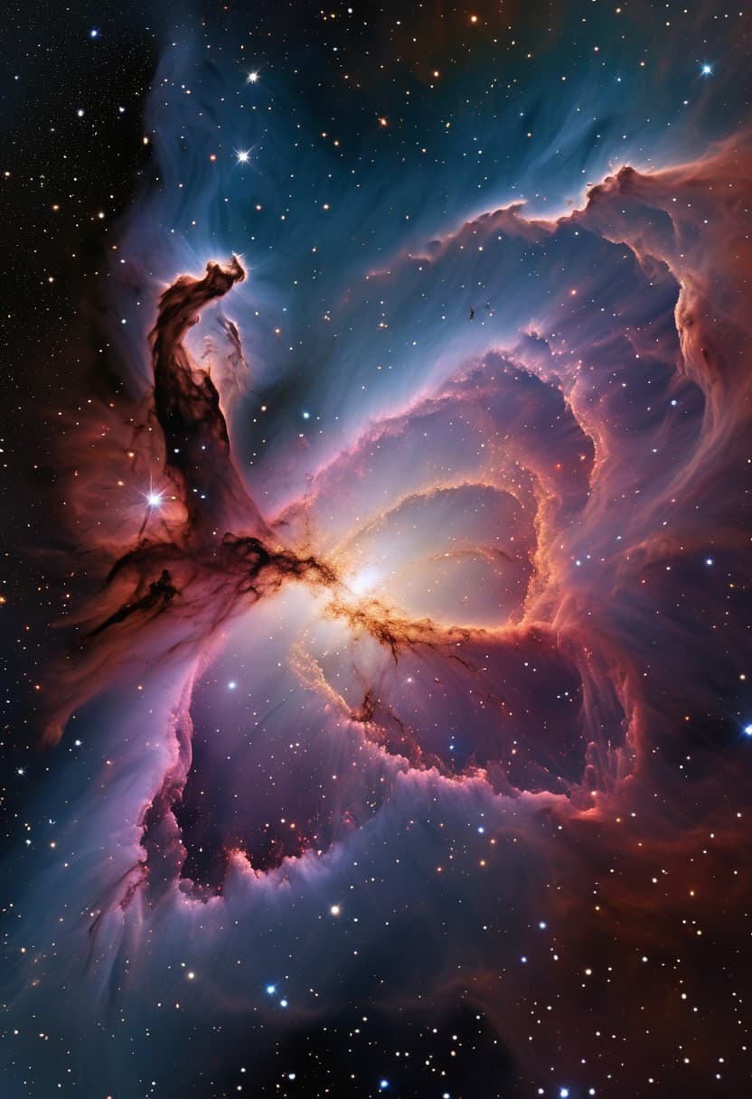 AI generated: A nebula in space resembling a galaxy. An intricate star field stretches out like threads against th...