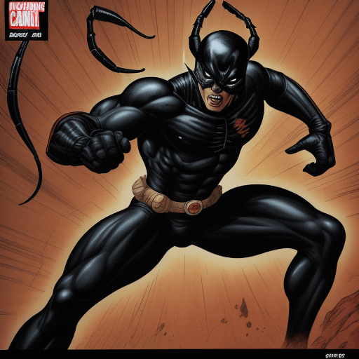 AI generated: Photo of a black scorpion, comics