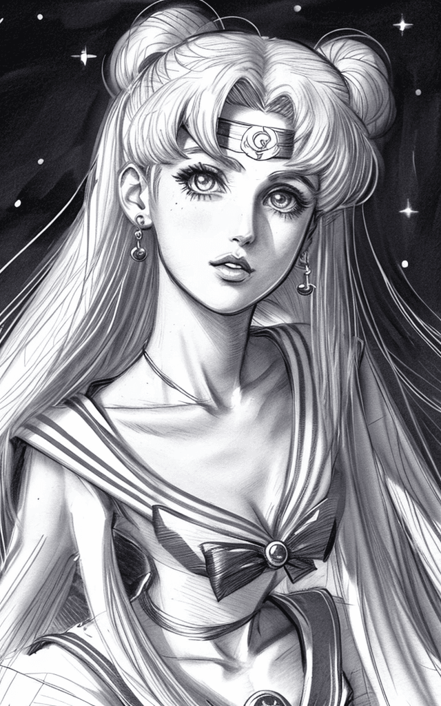 AI generated: sailor moon sketch portrait
