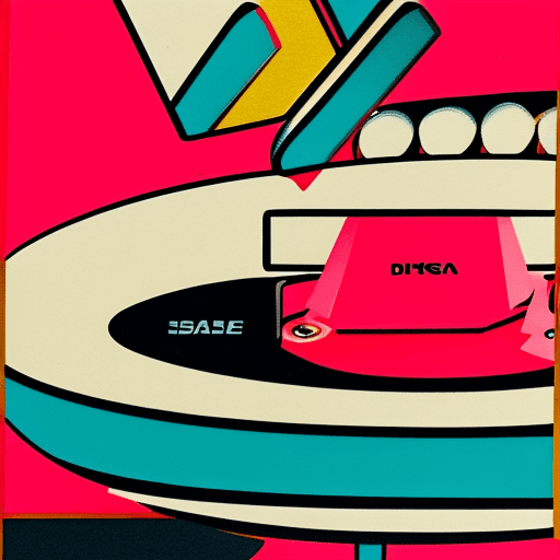 AI generated:  a poster depicting a DJ playing with turntables, in the style of maximalist, americana iconography,...